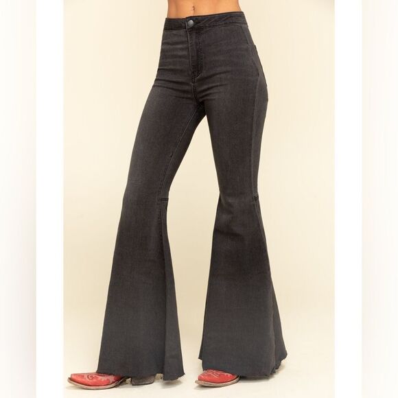 FREE PEOPLE WOMEN'S HIGH RISE DARK WASH JUST FLOAT ON FLARE JEANS SIZE 27 - Picture 1 of 8